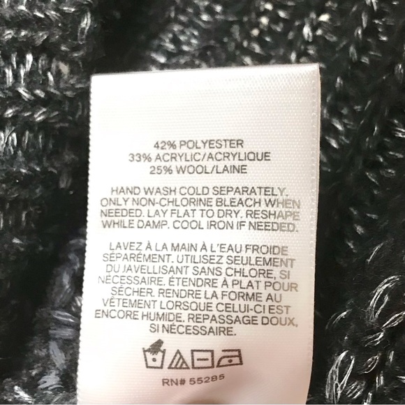 Express Black Cowl Neck Oversized High Low Hem Wool Blend Ribbed Knit Sweater - Picture 5 of 5